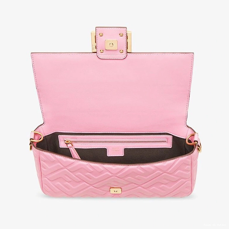 Cheap HOT Motif Medium Pink In Leather Bag Fendi Baguette FF Nappa 0819